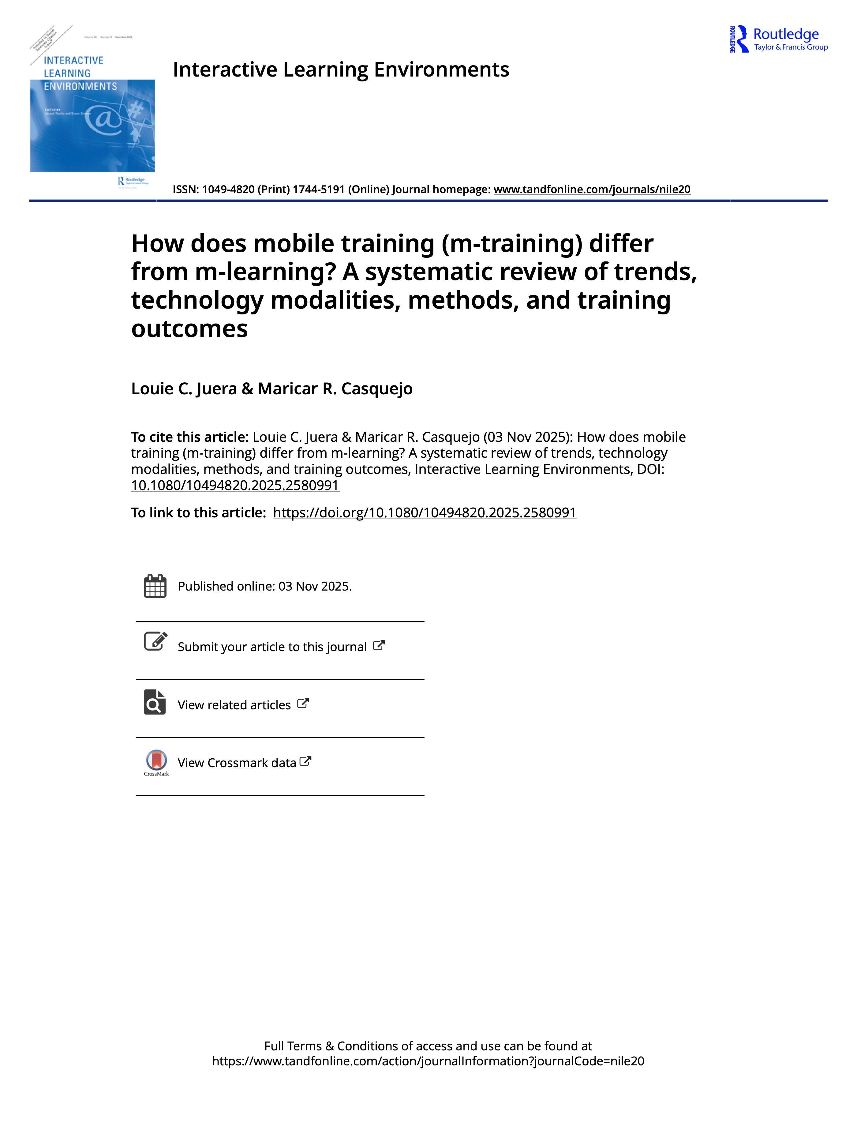 Preview page 1 of the mobile training systematic review