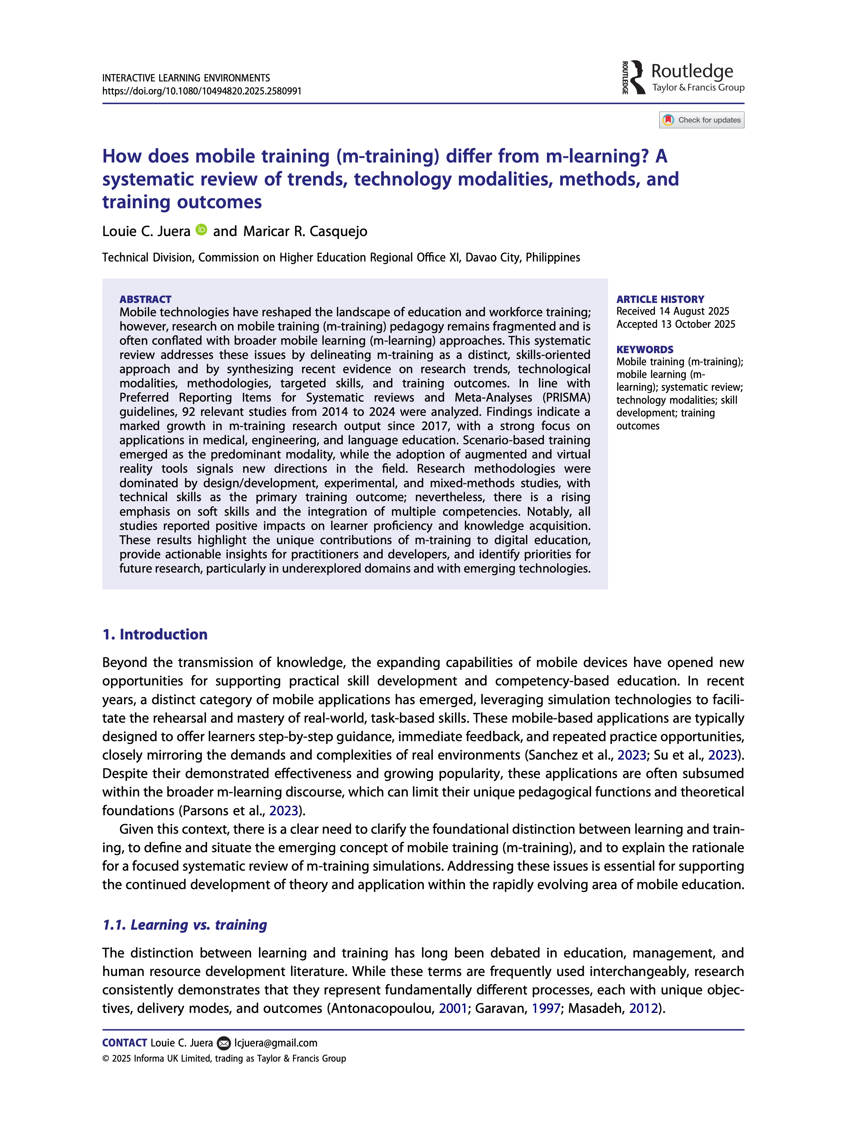 Preview page 2 of the mobile training systematic review
